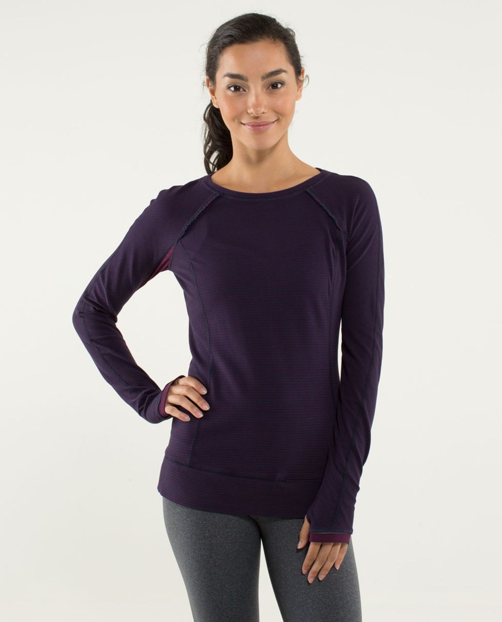 Lululemon Full Tilt Long Sleeve - Hyper Stripe Plum / Plum - lulu fanatics