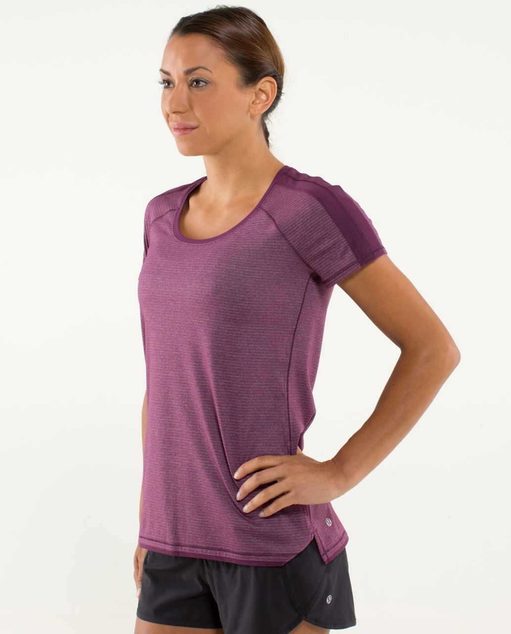 Lululemon Race Me Short Sleeve - Heathered Plum /  Plum