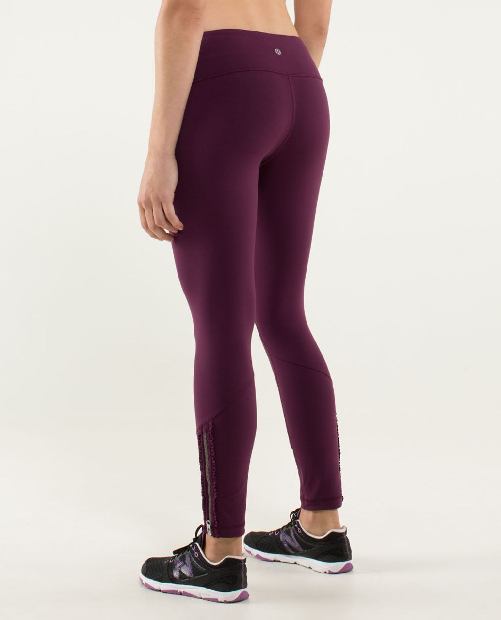 Lululemon Women's Wunder Under Leggings Ruffled Up Side Zipper Ruffles Plum  6