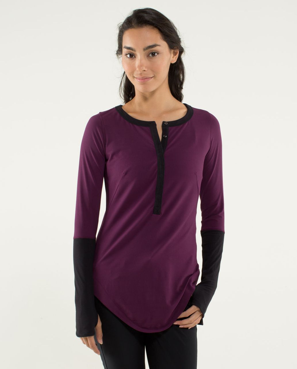 Lululemon Urbanite Henley Long Sleeve - Plum / Black