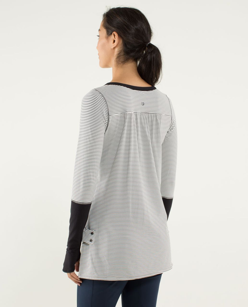 Lululemon Urbanite Henley Long Sleeve - Hyper Stripe Angel Wing / Black