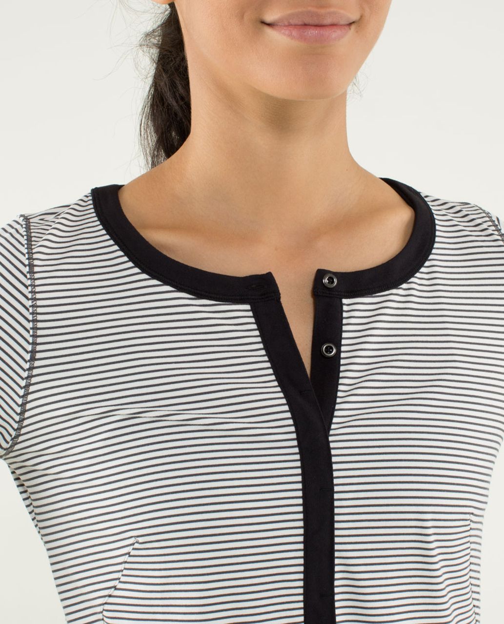 Lululemon Urbanite Henley Long Sleeve - Hyper Stripe Angel Wing / Black