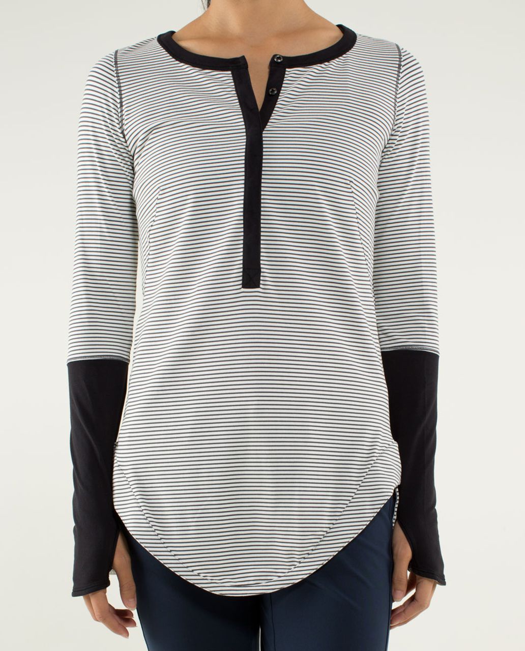 Lululemon Urbanite Henley Long Sleeve - Hyper Stripe Angel Wing / Black