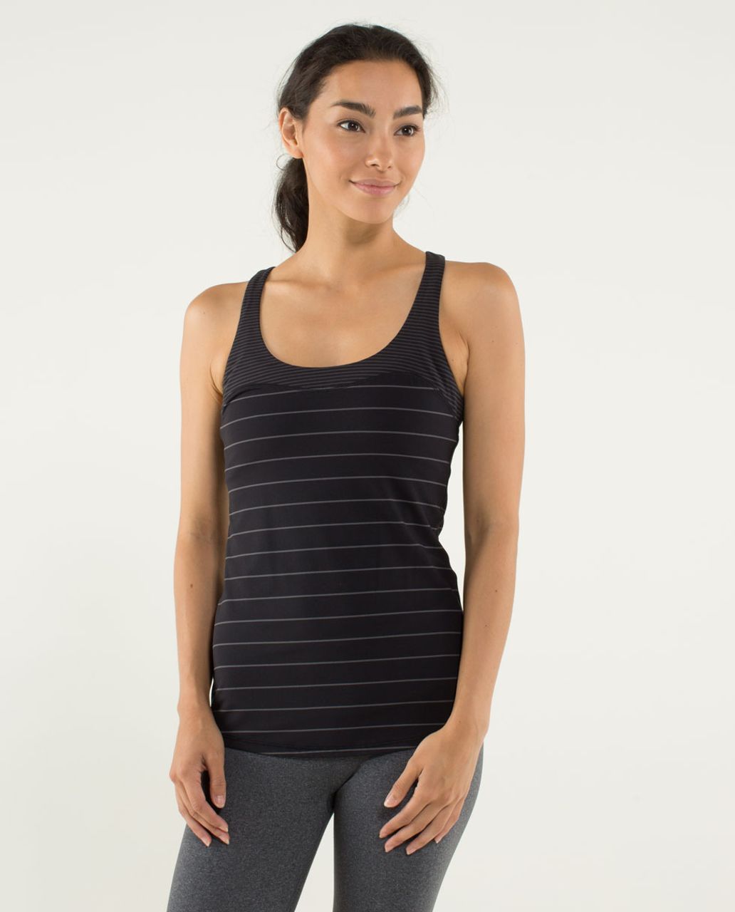 Lululemon Run:  First Base Tank - Slalom Stripe Black / Hyper Stripe Black