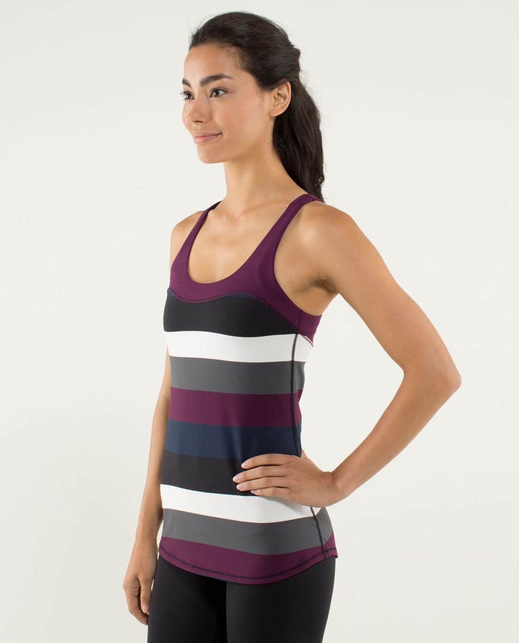 Lululemon Run:  First Base Tank - Pow Stripe Angel Wing / Plum