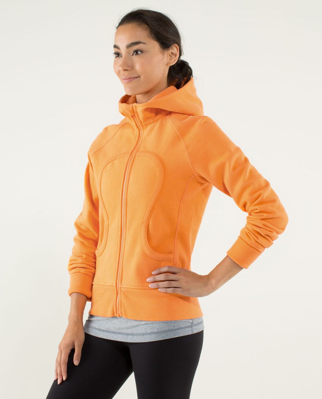 lululemon Athletica Women's Full-Zip Push Your Pace Hoodie Jacket Slim Fit  Size 8 Orange Hoody