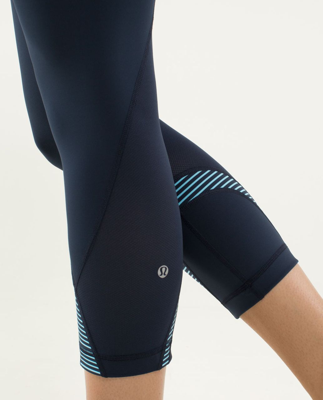 Lululemon Run:  Inspire Crop II - Inkwell / Pow Stripe Split Pea / Hyper Stripe Blue Moon