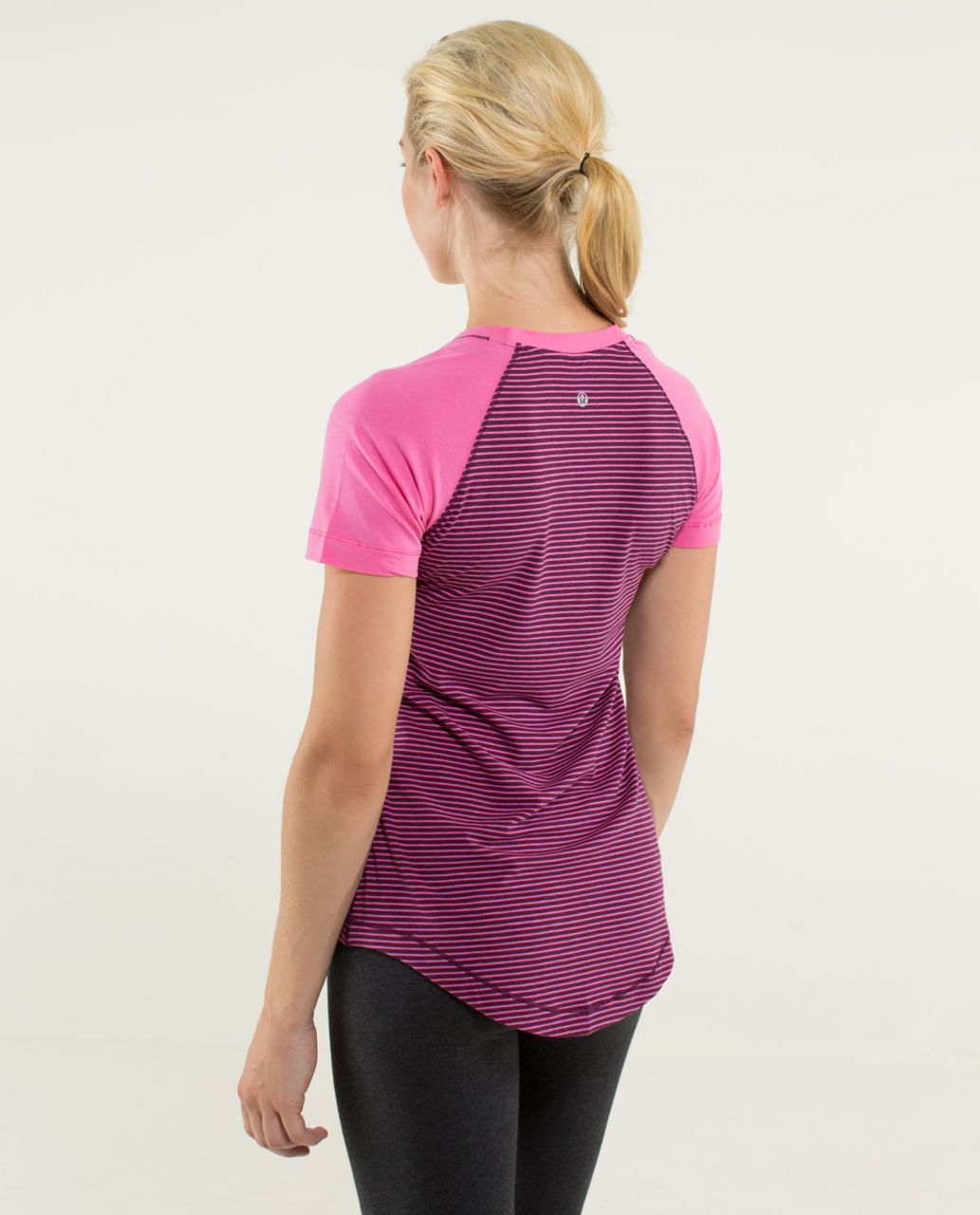 Lululemon Dhyana Short Sleeve - Hyper Stripe Afterglo / Afterglo