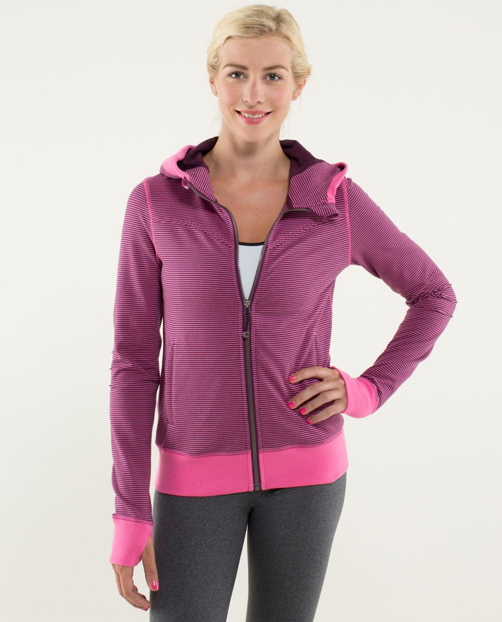 Lululemon Bliss Break Hoodie - Wagon Stripe Plum Afterglo / Plum / Afterglo