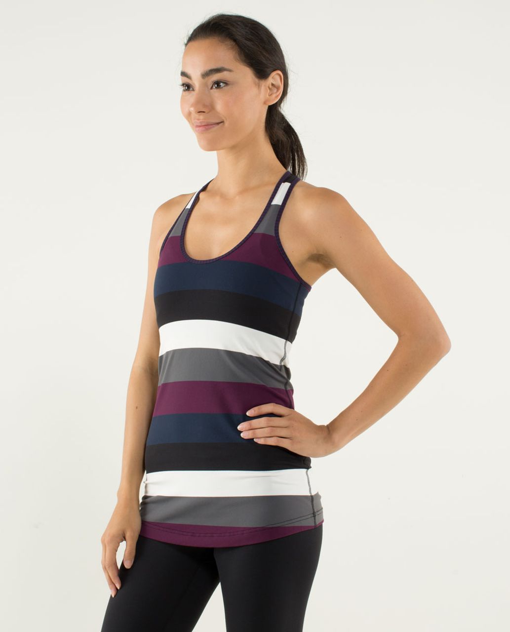 Lululemon Cool Racerback - Pow Stripe Angel Wing / Hyper Stripe Plum