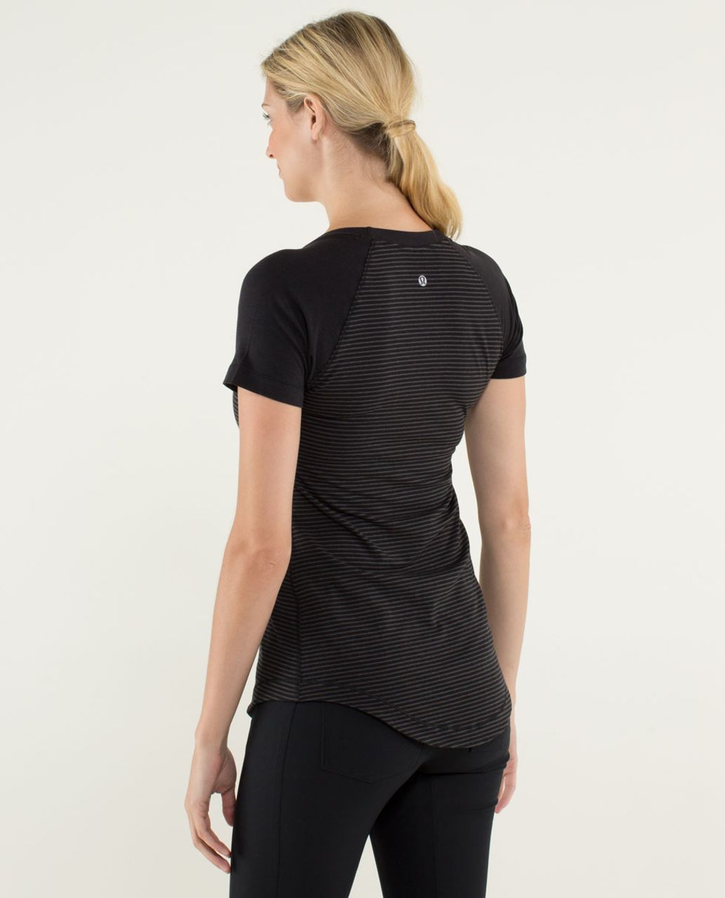 Lululemon Dhyana Short Sleeve - Hyper Stripe Black / Black