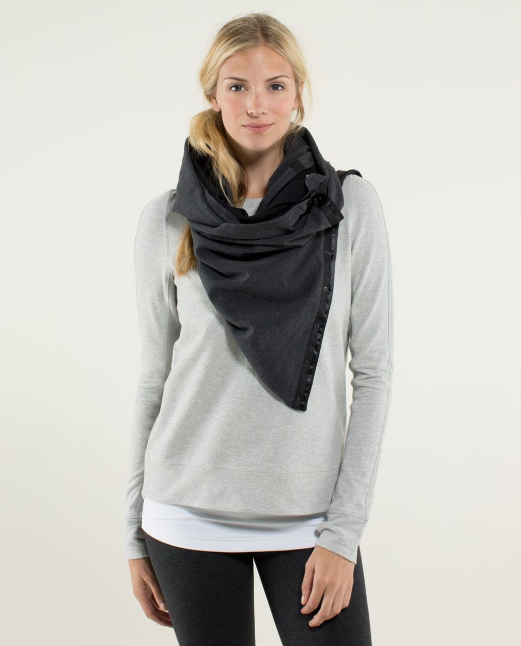 Lululemon Vinyasa Scarf *Rulu - Heathered Herringbone Heathered Black Black  - lulu fanatics