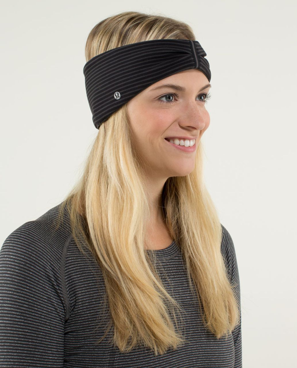 Lululemon Run With Me Ear Warmer - Mini Hyper Stripe Black / Black