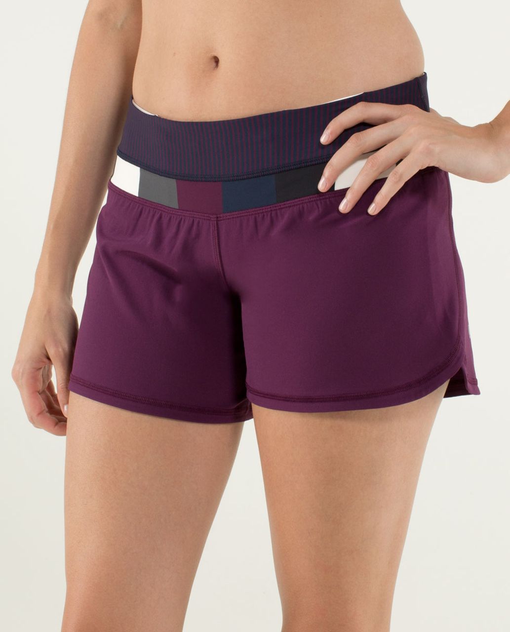 Lululemon Groovy Run Short - Plum / Pow Stripe Angel Wing / Hyper Stripe Plum