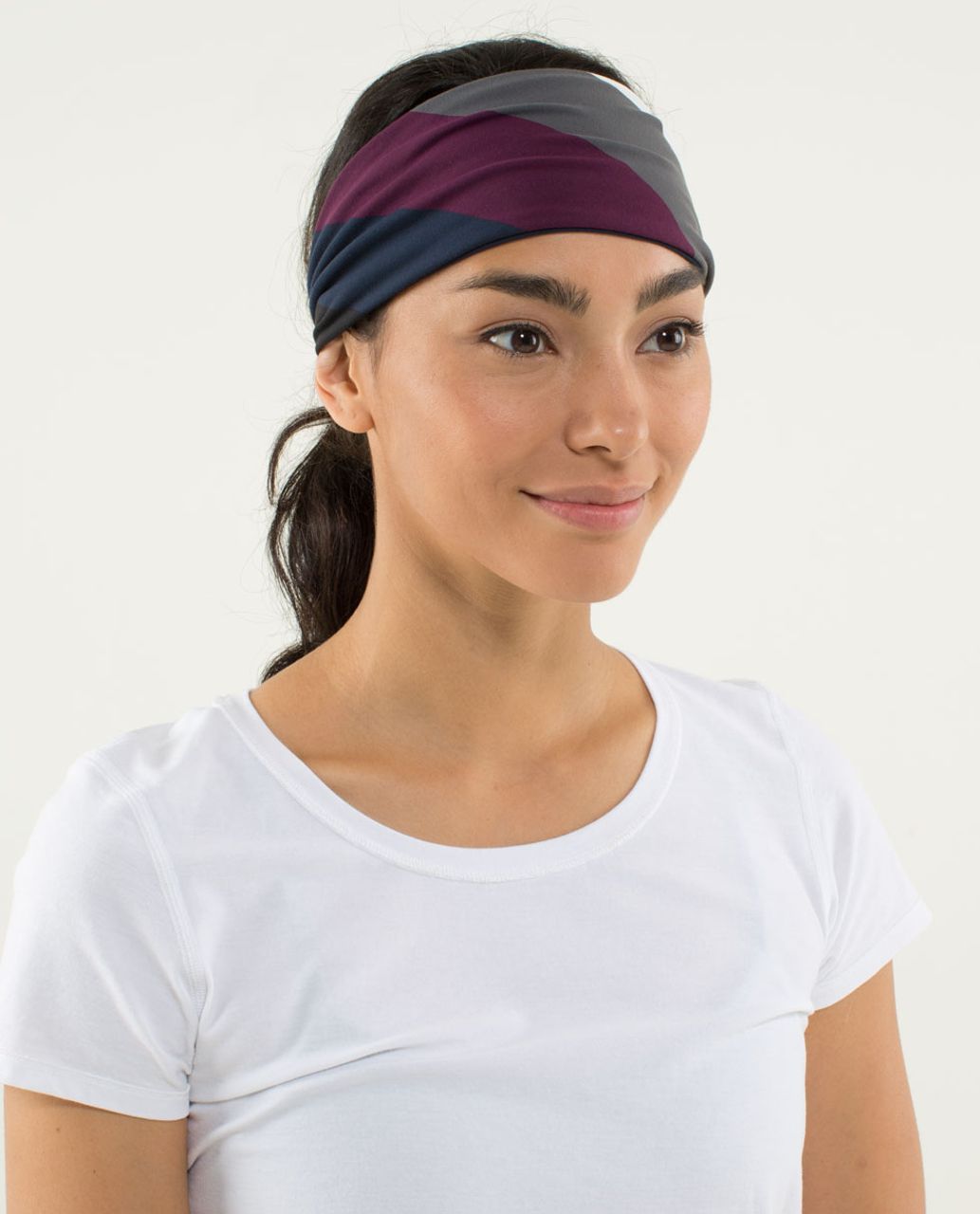 Lululemon Bang Buster Headband Tonka Stripe White Crossfit Reversible Yoga  rare