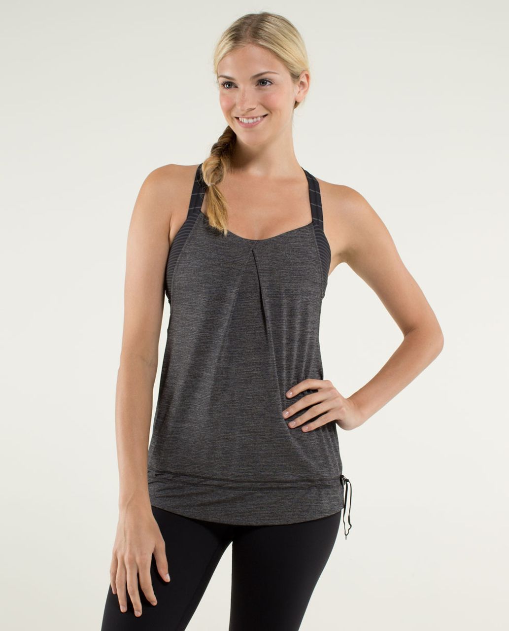 Lululemon Rest Less Tank - Heathered Black / Hyper Stripe Black / Slalom Stripe Black