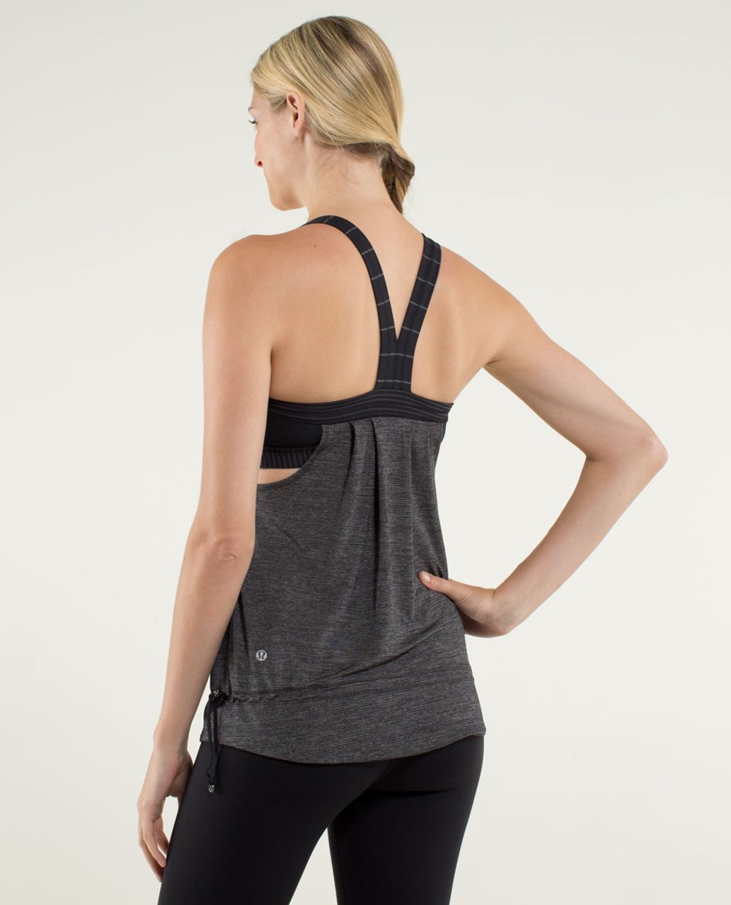 Lululemon Rest Less Tank - Heathered Black / Hyper Stripe Black / Slalom Stripe Black