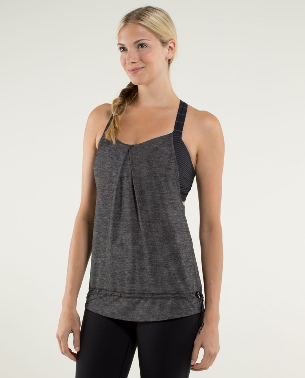 Lululemon Rest Less Tank - Heathered Black / Hyper Stripe Black / Slalom Stripe Black