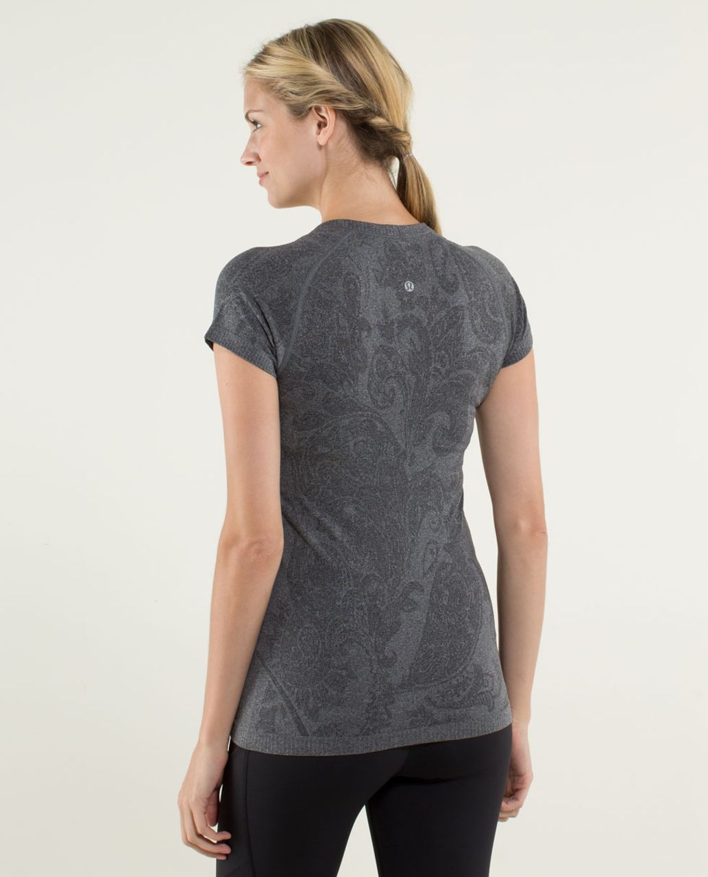 Lululemon Run:  Swiftly Tech Short Sleeve *Paisley - Heathered Black