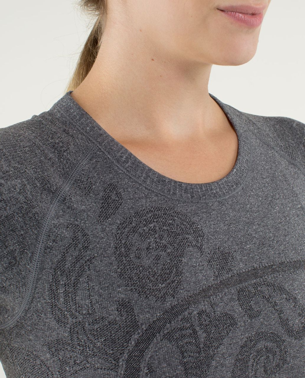 Lululemon Run:  Swiftly Tech Short Sleeve *Paisley - Heathered Black