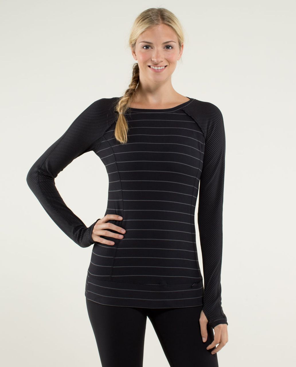 Lululemon Full Tilt Long Sleeve - Slalom Stripe Black / Hyper Stripe Black / Black