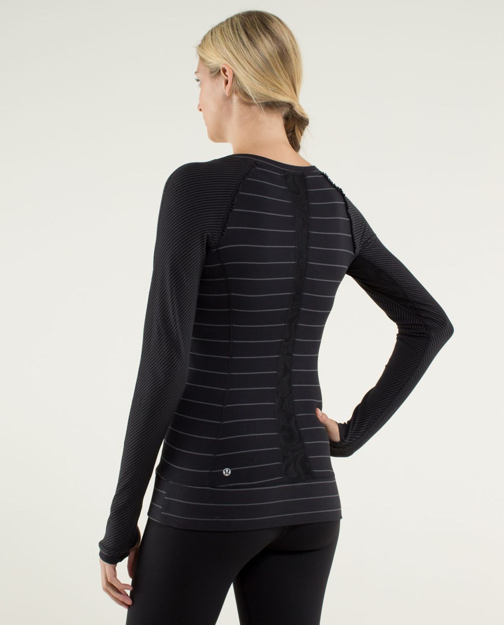 Lululemon Full Tilt Long Sleeve - Slalom Stripe Black / Hyper Stripe Black / Black