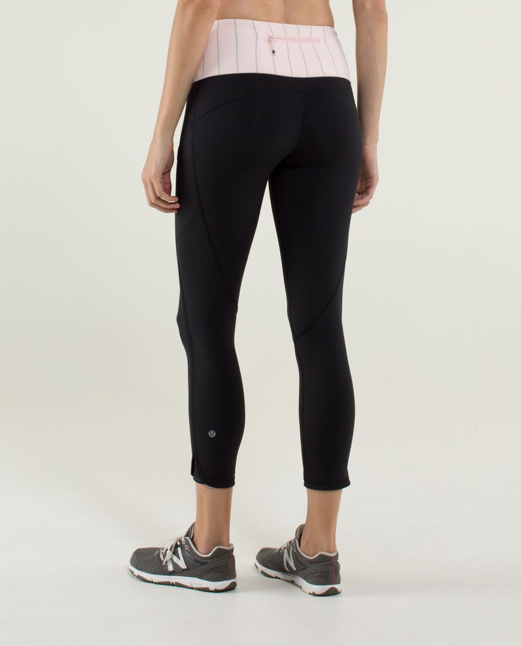 Lululemon Can't Stop Crop - Black / Slalom Stripe Pretty Pink