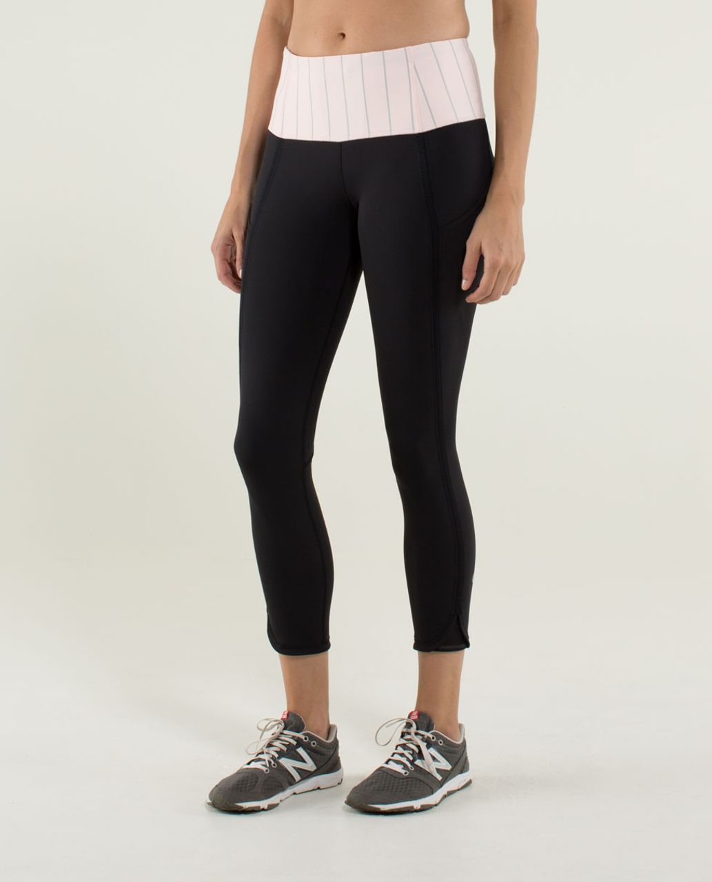 Lululemon Can't Stop Crop - Black / Slalom Stripe Pretty Pink