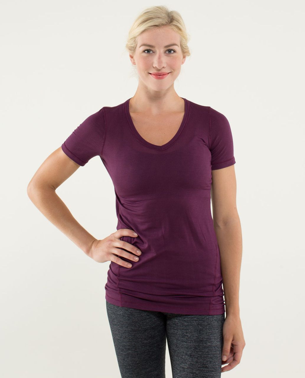 Lululemon Karmady Short Sleeve - Tonka Stripe Burnout Plum