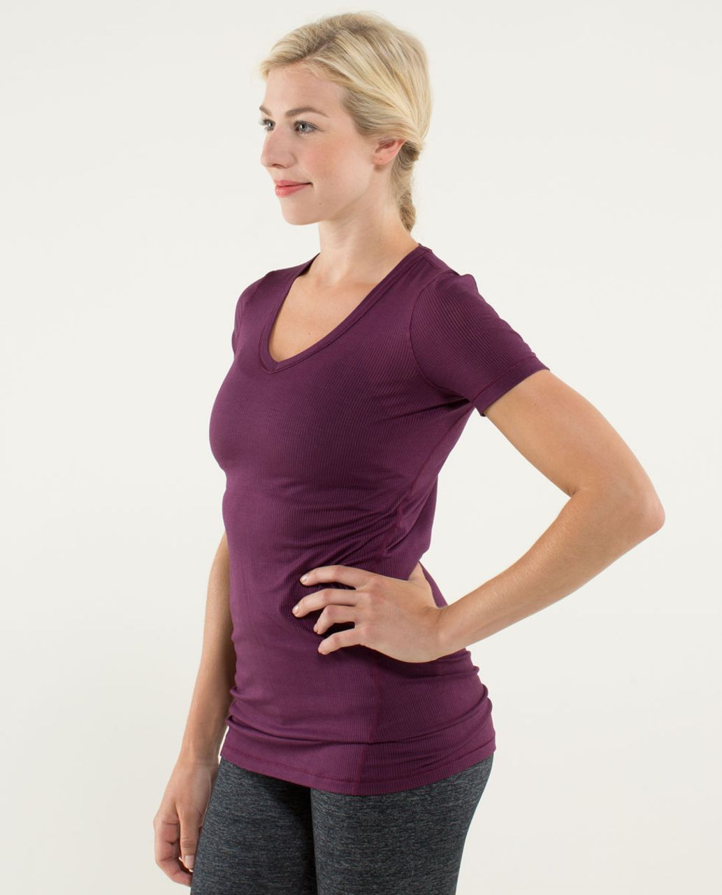 Lululemon Karmady Short Sleeve - Tonka Stripe Burnout Plum