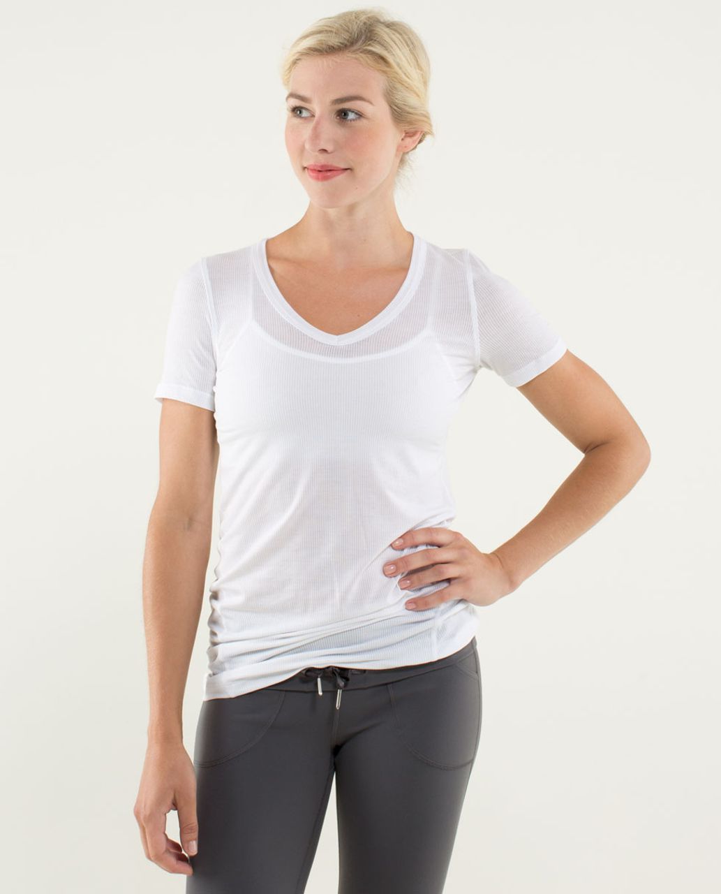 Lululemon Karmady Short Sleeve - Tonka Stripe Burnout White