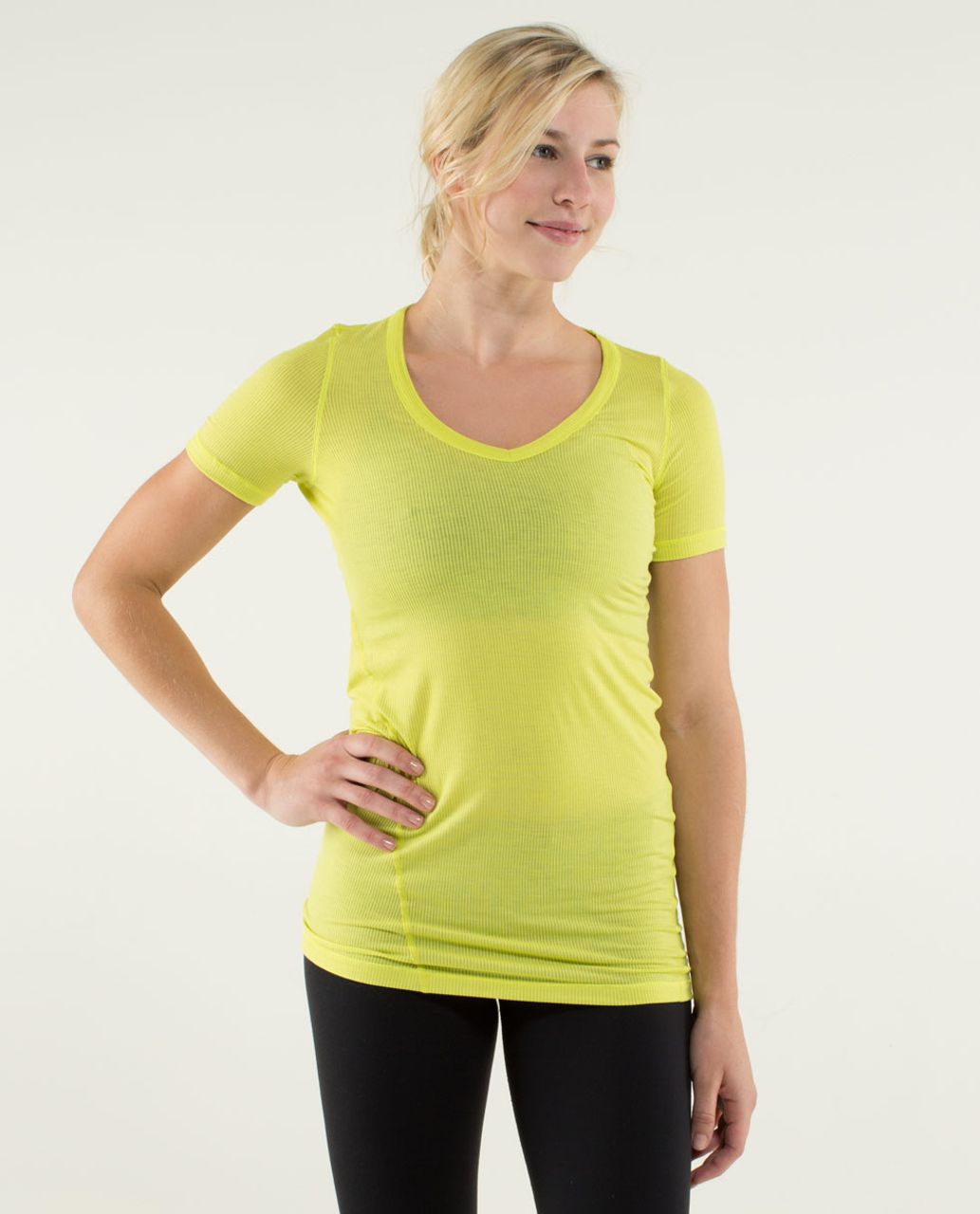 Lululemon Karmady Short Sleeve - Tonka Stripe Burnout Split Pea