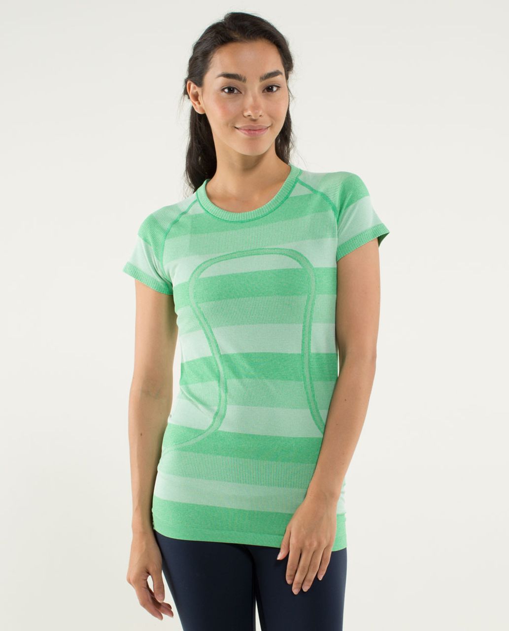 Lululemon Run:  Swiftly Tech Short Sleeve - Heathered Green Bean