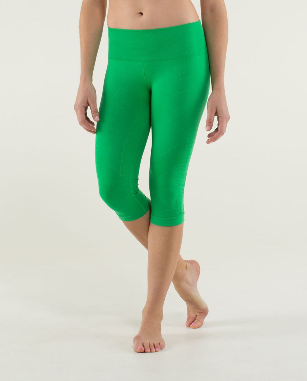 Lululemon In The Flow Crop II - Heathered Green Bean