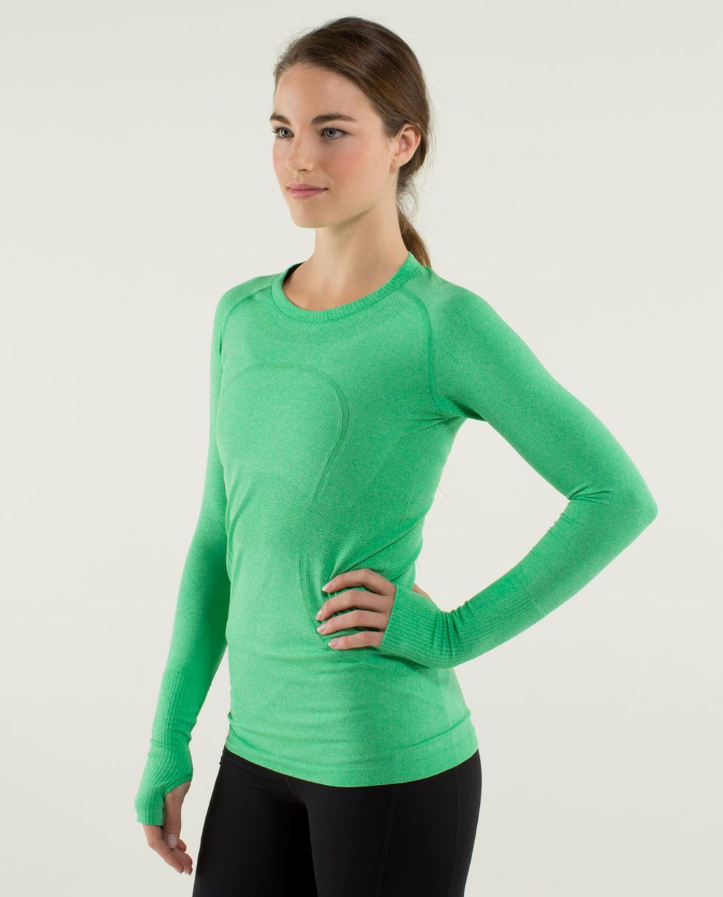 Lululemon Run: Swiftly Tech Long Sleeve - Heathered Green Bean - lulu ...