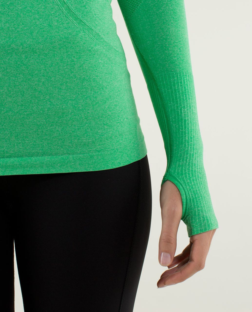 Lululemon Run:  Swiftly Tech Long Sleeve - Heathered Green Bean