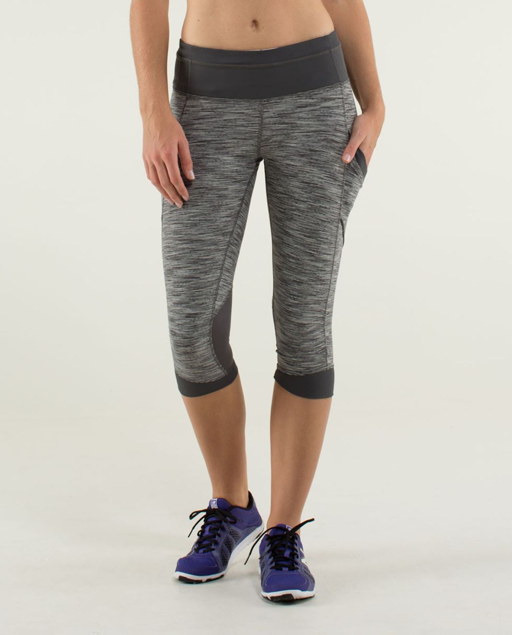 Lululemon Run For Fun Crop - Wee Are From Space October Angel Wing / Soot Light / Slalom Stripe Angel Wing