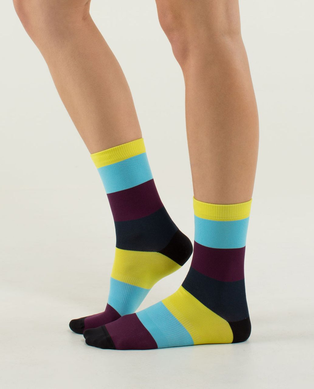 Lululemon Run For Fun Sock - Pow Stripe Split Pea