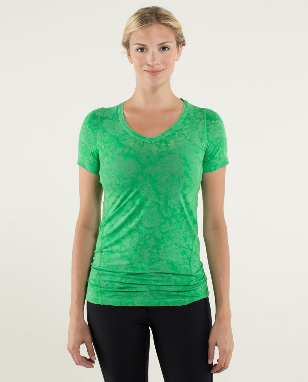 Lululemon Karmady Short Sleeve - Paisley Burnout Green Bean - lulu fanatics