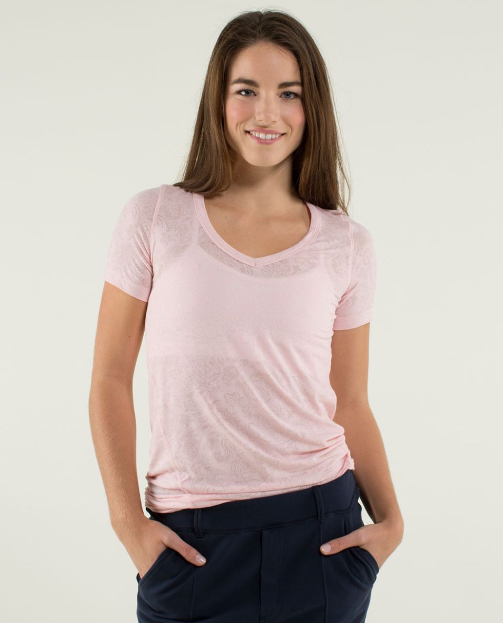 Lululemon Karmady Short Sleeve - Paisley Burnout Pretty Pink