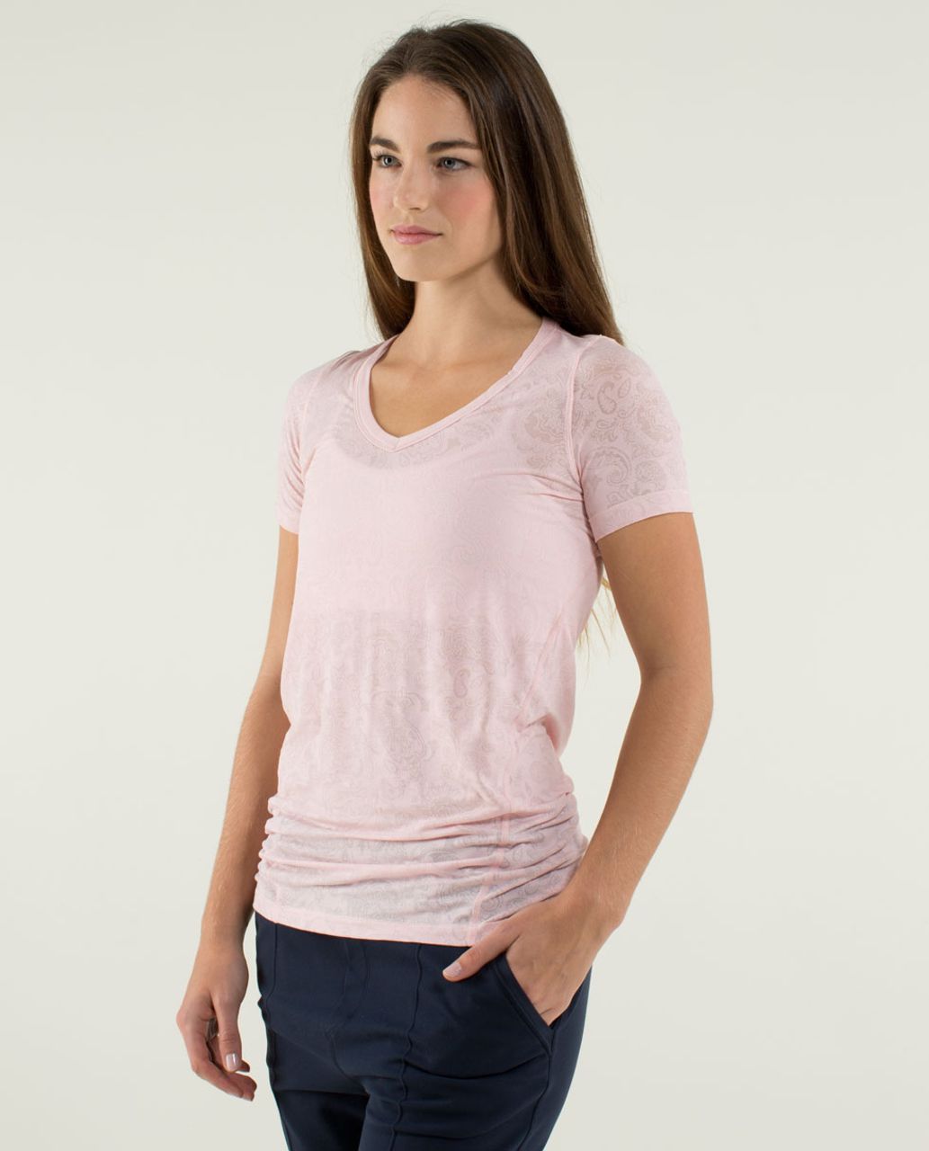 Lululemon Karmady Short Sleeve - Paisley Burnout Pretty Pink