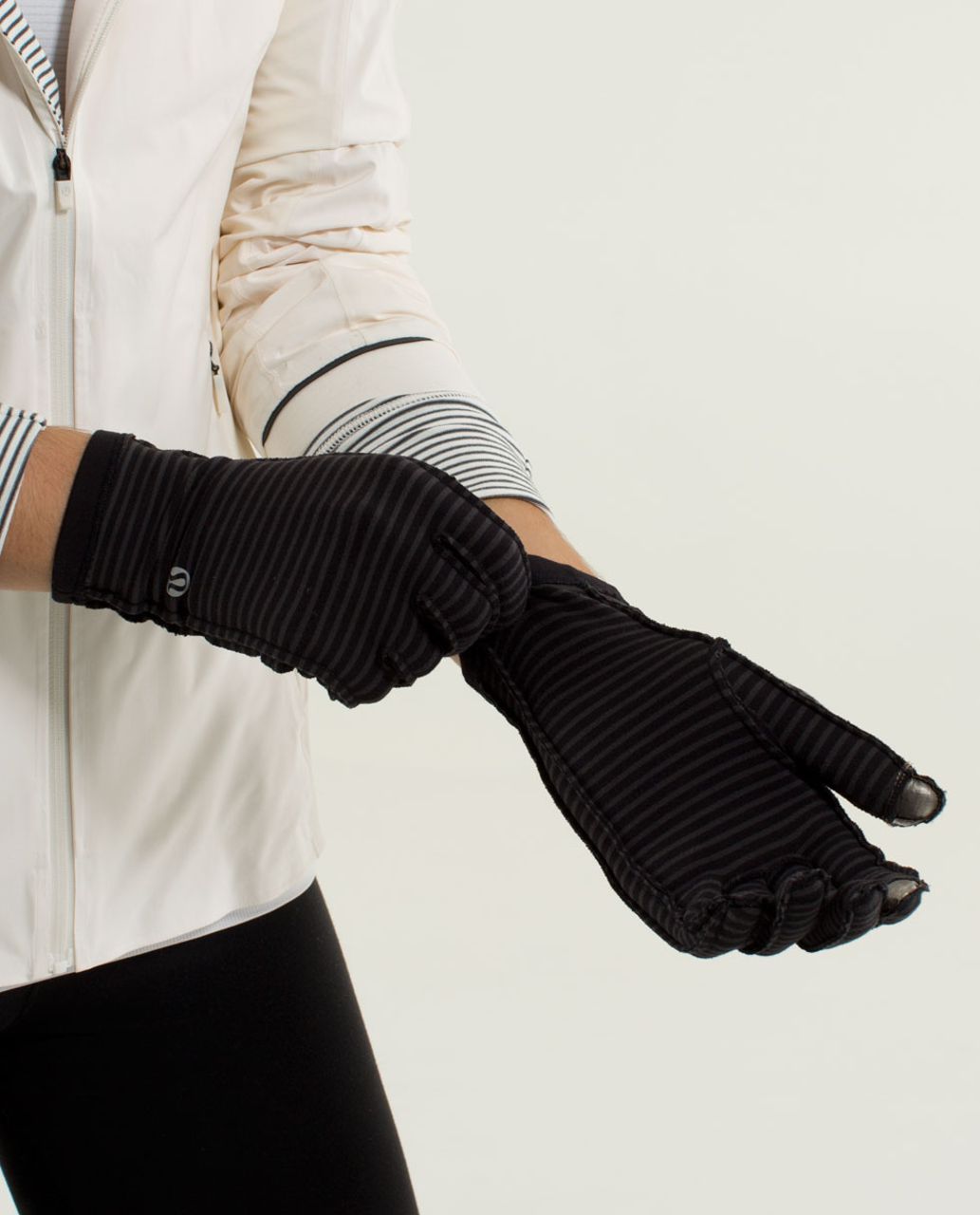 Lululemon Run With Me Gloves - Mini Hyper Stripe Black / Black