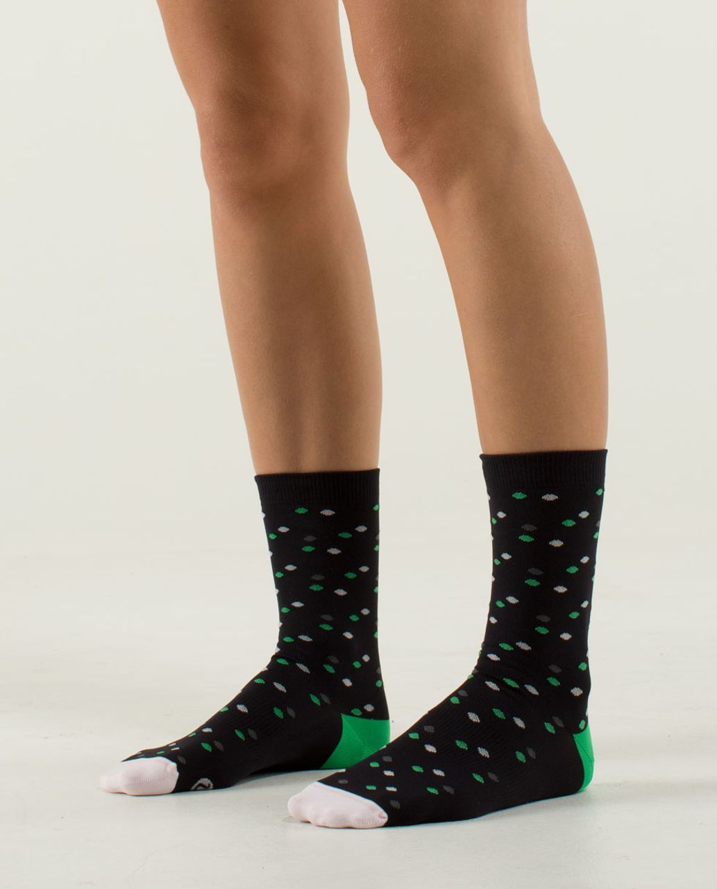 Lululemon Run For Fun Sock - Chalet Dot Black Green Bean