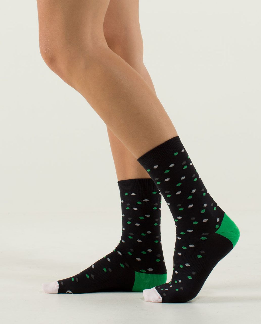 Lululemon Run For Fun Sock - Chalet Dot Black Green Bean