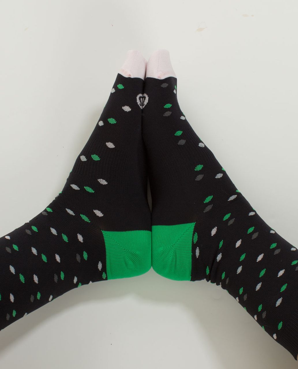 Lululemon Run For Fun Sock - Chalet Dot Black Green Bean