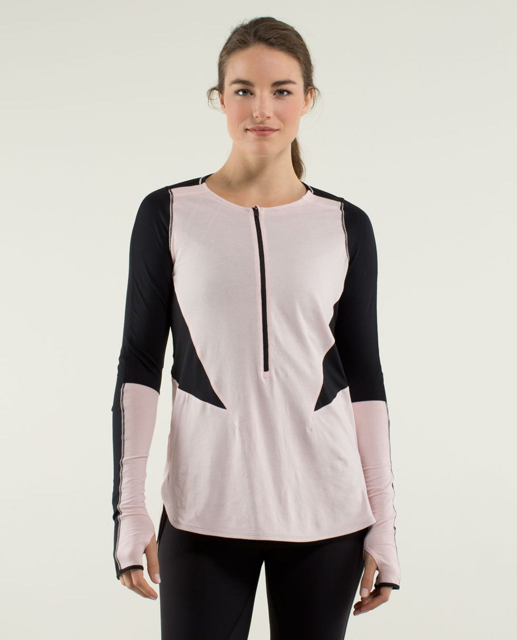 Lululemon Ride Inside Long Sleeve - Black / Pretty Pink - lulu