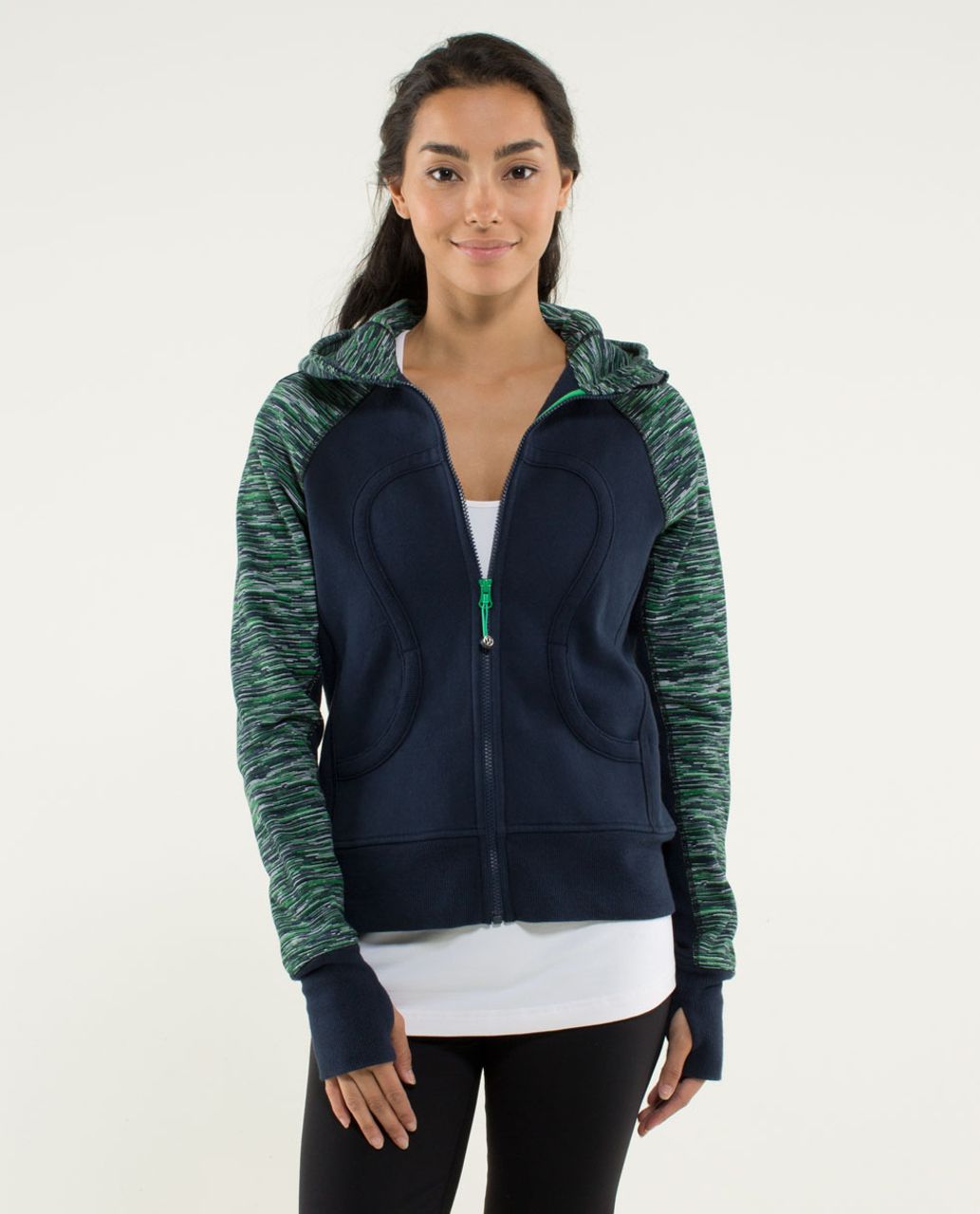 Lululemon Scuba Hoodie *Stretch (Lined Hood) - Inkwell / Wee Are From Space Printed Green Bean
