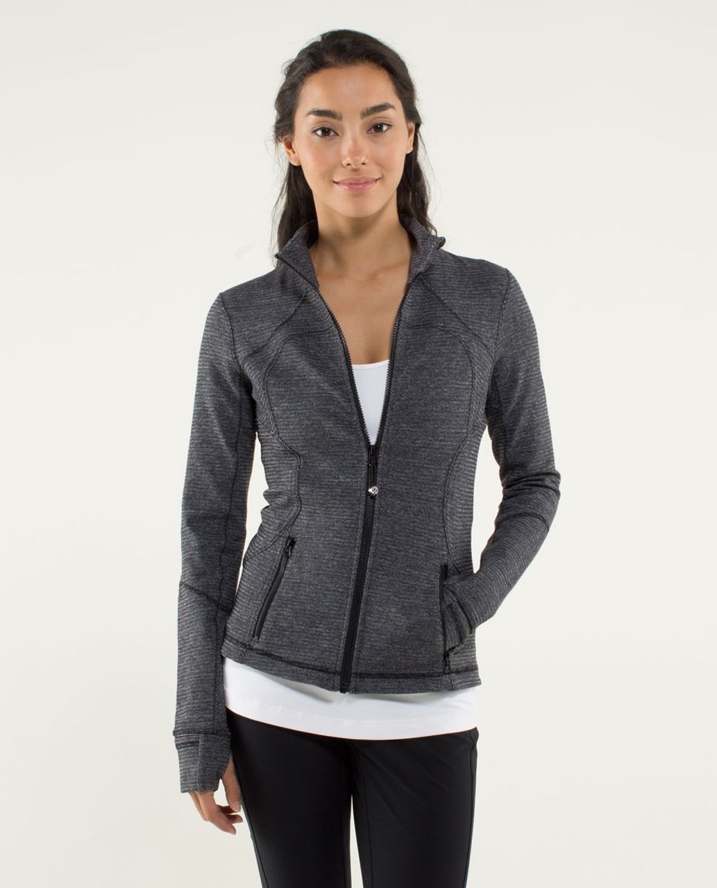 LULULEMON IT'S HAPPENING JACKET SOFT FRENCH TERRY HEATHERED DEEP COAL/BLACK  SZ 4