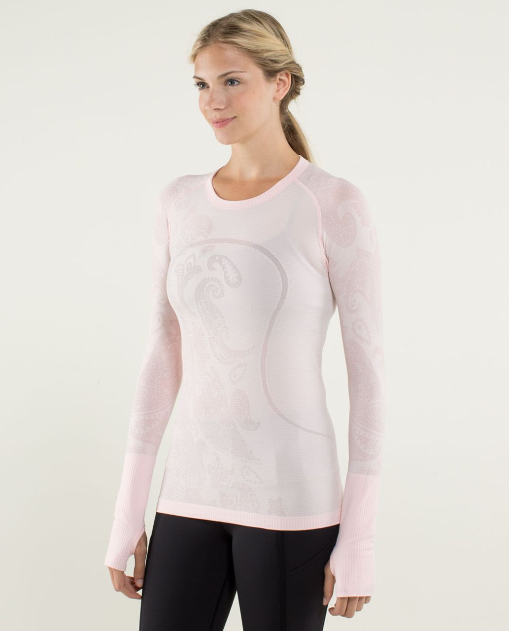 Lululemon Run:  Swiftly Tech Long Sleeve *Paisley - Heathered Pretty Pink