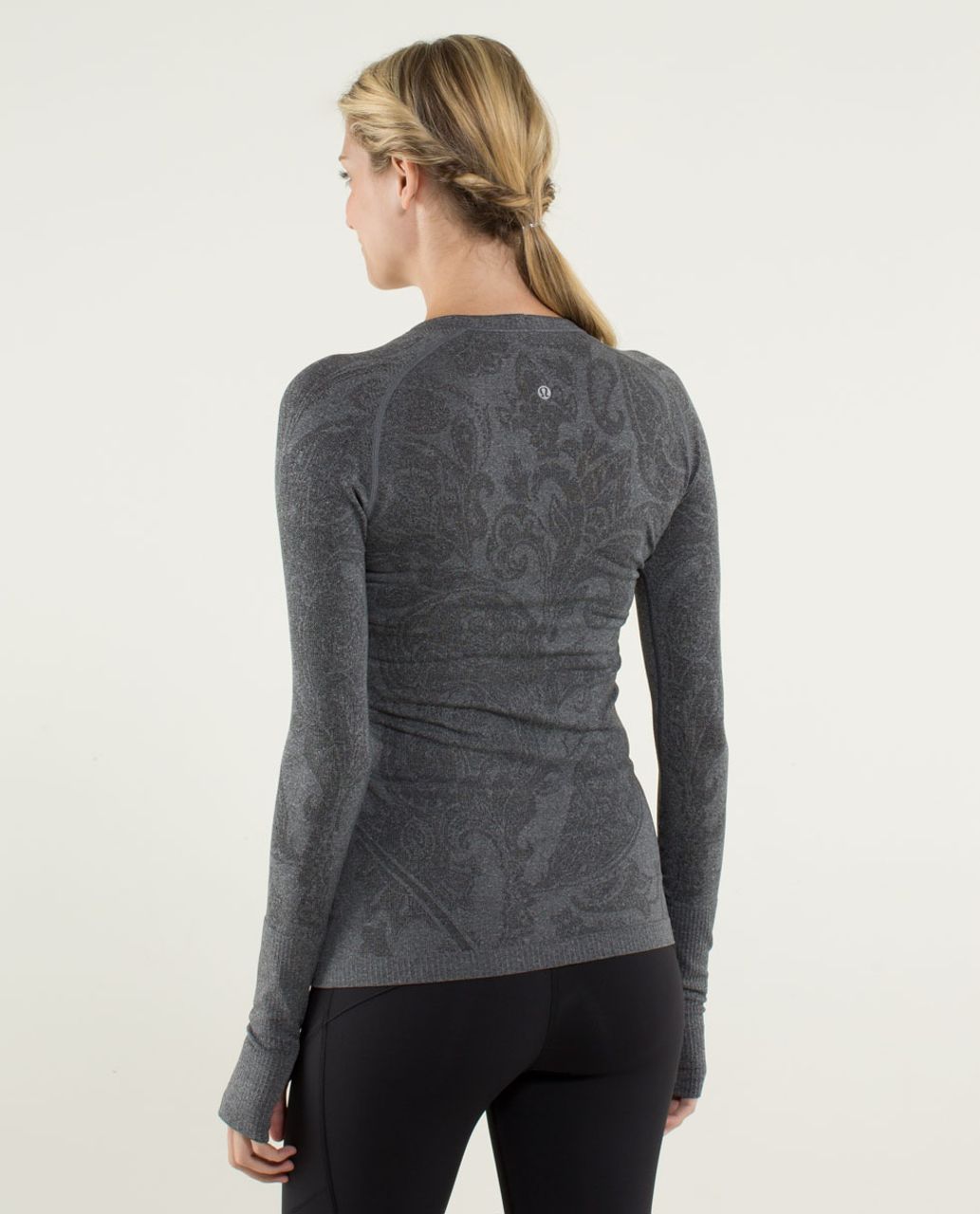 Lululemon Run:  Swiftly Tech Long Sleeve *Paisley - Heathered Black